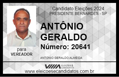 Candidato ANTÔNIO GERALDO 2024 - PRESIDENTE BERNARDES - Eleições