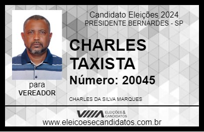 Candidato CHARLES TAXISTA 2024 - PRESIDENTE BERNARDES - Eleições