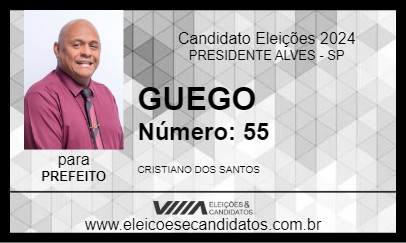 Candidato GUEGO 2024 - PRESIDENTE ALVES - Eleições