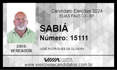 Candidato SABIÁ 2024 - ELIAS FAUSTO - Eleições