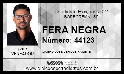 Candidato FERA NEGRA 2024 - BORBOREMA - Eleições