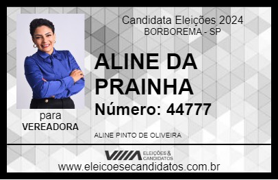 Candidato ALINE DA PRAINHA 2024 - BORBOREMA - Eleições