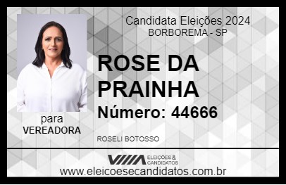 Candidato ROSE DA PRAINHA 2024 - BORBOREMA - Eleições