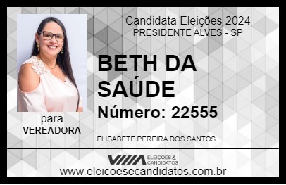 Candidato BETH DA SAÚDE 2024 - PRESIDENTE ALVES - Eleições