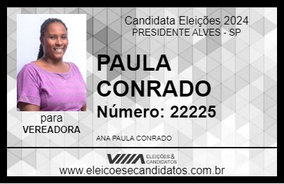 Candidato PAULA CONRADO 2024 - PRESIDENTE ALVES - Eleições