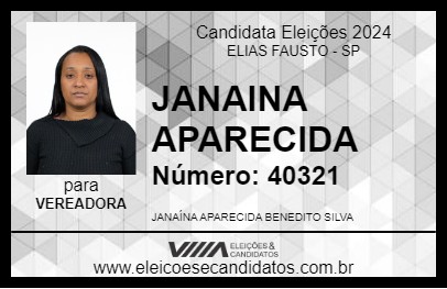 Candidato JANAINA APARECIDA 2024 - ELIAS FAUSTO - Eleições