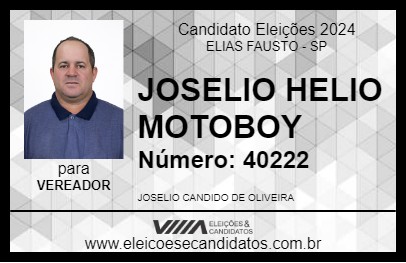 Candidato JOSELIO HELIO MOTOBOY 2024 - ELIAS FAUSTO - Eleições