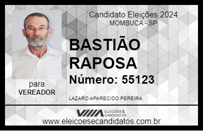 Candidato BASTIÃO RAPOSA 2024 - MOMBUCA - Eleições