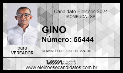 Candidato GINO 2024 - MOMBUCA - Eleições