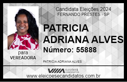 Candidato PATRICIA ADRIANA ALVES 2024 - FERNANDO PRESTES - Eleições