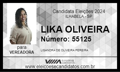 Candidato LIKA OLIVEIRA 2024 - ILHABELA - Eleições