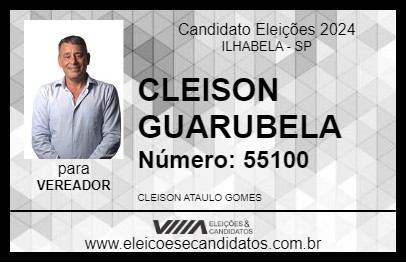 Candidato CLEISON GUARUBELA 2024 - ILHABELA - Eleições