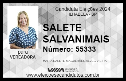 Candidato SALETE SALVANIMAIS 2024 - ILHABELA - Eleições