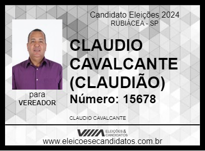 Candidato CLAUDIO CAVALCANTE (CLAUDIÃO) 2024 - RUBIÁCEA - Eleições