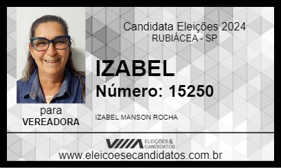 Candidato IZABEL MANSON 2024 - RUBIÁCEA - Eleições