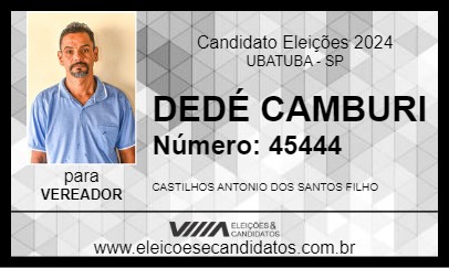 Candidato DEDÉ CAMBURI 2024 - UBATUBA - Eleições