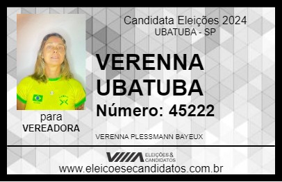 Candidato VERENNA UBATUBA 2024 - UBATUBA - Eleições