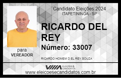 Candidato RICARDO DEL REY 2024 - ITAPETININGA - Eleições