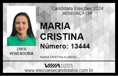 Candidato MARIA CRISTINA 2024 - MENDONÇA - Eleições