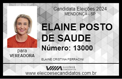 Candidato ELAINE ENFERMEIRA 2024 - MENDONÇA - Eleições