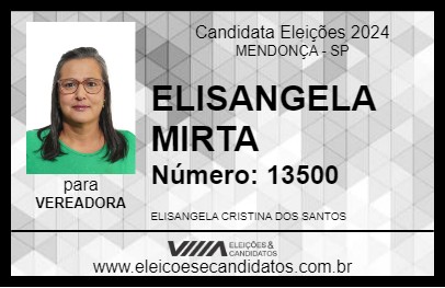 Candidato ELISANGELA MIRTA 2024 - MENDONÇA - Eleições