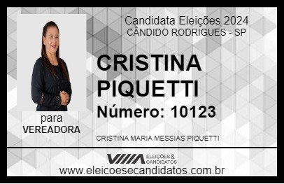 Candidato CRISTINA PIQUETTI 2024 - CÂNDIDO RODRIGUES - Eleições