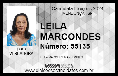 Candidato LEILA MARCONDES 2024 - MENDONÇA - Eleições