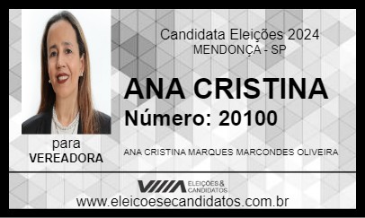 Candidato ANA CRISTINA 2024 - MENDONÇA - Eleições