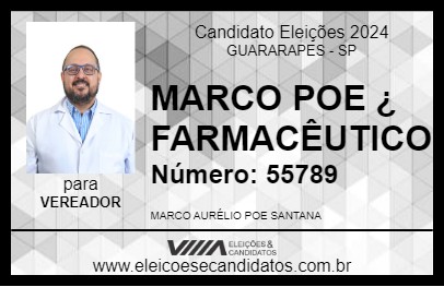 Candidato MARCO POE FARMACÊUTICO 2024 - GUARARAPES - Eleições