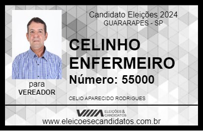 Candidato CELINHO ENFERMEIRO 2024 - GUARARAPES - Eleições