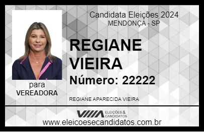 Candidato REGIANE VIEIRA 2024 - MENDONÇA - Eleições