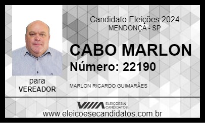 Candidato CABO MARLON 2024 - MENDONÇA - Eleições