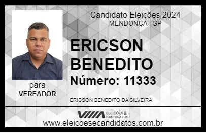 Candidato ERICSON BENEDITO 2024 - MENDONÇA - Eleições