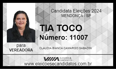 Candidato TIA TOCO 2024 - MENDONÇA - Eleições