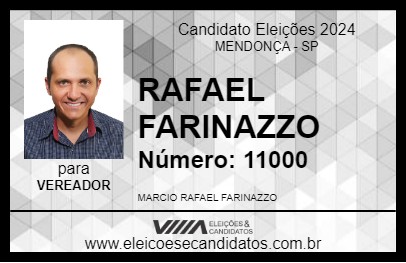 Candidato RAFAEL FARINAZZO 2024 - MENDONÇA - Eleições