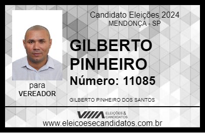 Candidato GILBERTO PINHEIRO 2024 - MENDONÇA - Eleições