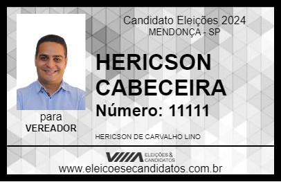 Candidato HERICSON CABECEIRA 2024 - MENDONÇA - Eleições