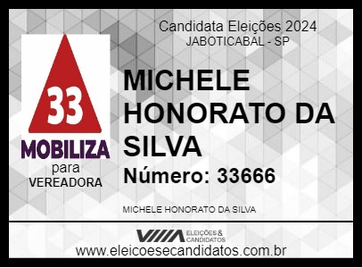 Candidato MICHELE HONORATO DA SILVA 2024 - JABOTICABAL - Eleições