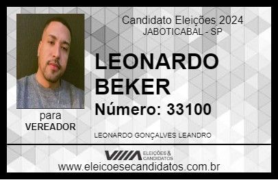 Candidato LEONARDO BEKER 2024 - JABOTICABAL - Eleições