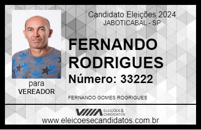 Candidato FERNANDO RODRIGUES 2024 - JABOTICABAL - Eleições