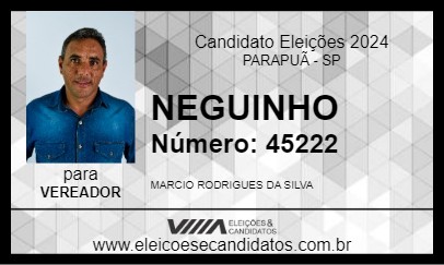 Candidato NEGUINHO 2024 - PARAPUÃ - Eleições