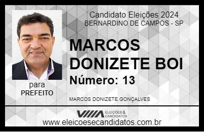 Candidato MARCOS DONIZETE BOI 2024 - BERNARDINO DE CAMPOS - Eleições