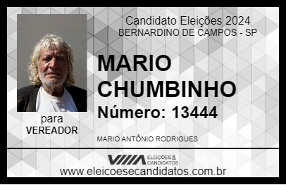 Candidato MARIO CHUMBINHO 2024 - BERNARDINO DE CAMPOS - Eleições