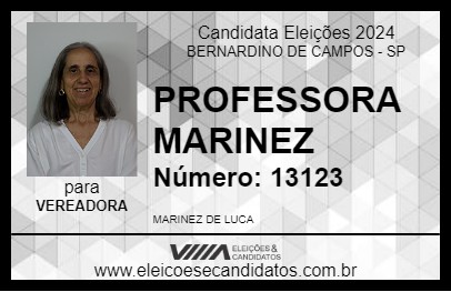 Candidato PROFESSORA MARINEZ 2024 - BERNARDINO DE CAMPOS - Eleições