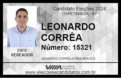 Candidato LEONARDO CORRÊA 2024 - ITAPETININGA - Eleições