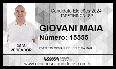 Candidato GIOVANI MAIA 2024 - ITAPETININGA - Eleições