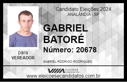 Candidato GABRIEL BATORÉ 2024 - ANALÂNDIA - Eleições