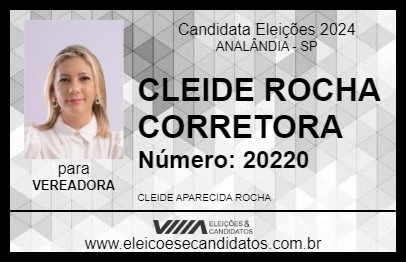 Candidato CLEIDE ROCHA CORRETORA 2024 - ANALÂNDIA - Eleições