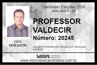 Candidato PROFESSOR VALDECIR 2024 - ANALÂNDIA - Eleições