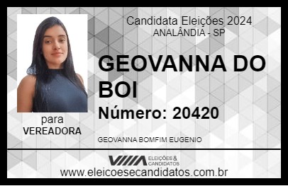 Candidato GEOVANNA DO BOI 2024 - ANALÂNDIA - Eleições